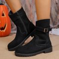 thumbnail image 2 of Miluxas Slouchy Mid Calf Flat Boots for Women Pull On Round Toe Fall and Winter Fashion Comfortable Boots Black 9(42), 2 of 9