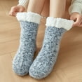 thumbnail image 2 of Mictong women's anti slip slippers socks, plush lined fleece home socks, with added fleece lamb wool home warm socks, warm, soft and comfortable in winter, Gray, 1 pair, 2 of 4