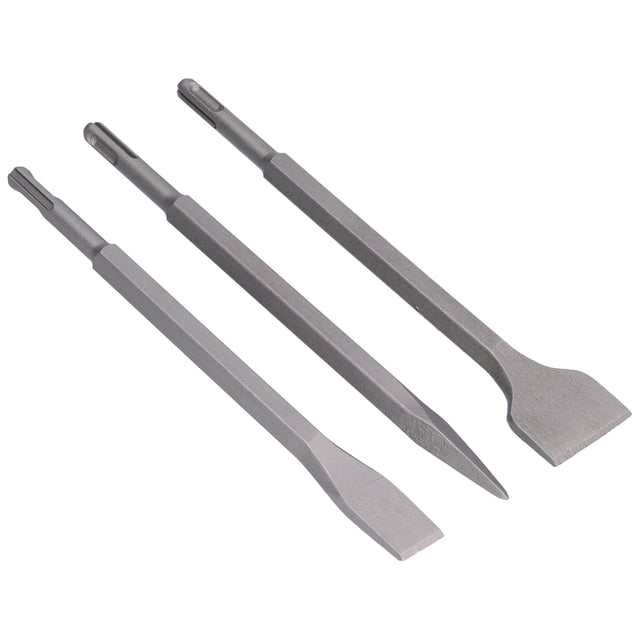 Hammer Drill Chisels Set, Labor Saving Concrete Removal Tool Scaling Flat Point Standard Size Chisel Kit For For For Electrical Tools Round Handle,5 Pit Handle