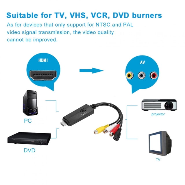 Convertidor, convertidor HDMI a AV, convertidor macho a hembra para convertidor de cable RCA TV VHS VCR DVD Burner,Convertidor Adaptador de video Convertidor de HDMI a AV Convertidor de video Converti