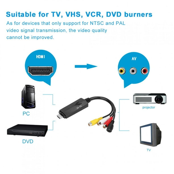 Convertidor, convertidor HDMI a AV, convertidor macho a hembra para convertidor de cable RCA TV VHS VCR DVD Burner,Convertidor Adaptador de video Convertidor de HDMI a AV Convertidor de video Converti