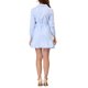 thumbnail image 3 of Vestido mini sólido con cuello de muesca, escote en V, cintura con lazo y dobladillo con volantes para mujer Inspire Chic, talla XS, color azul, 3 of 6