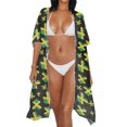 thumbnail image 4 of FKELYI Jamaican Flag Love Print Womens Bikini Cover Up for Summer Open Front Cardigan Beach Cover Ups Comfy Beach Kimono Beachwear Ladies Cruise Outfits Resort Wear, 4 of 6