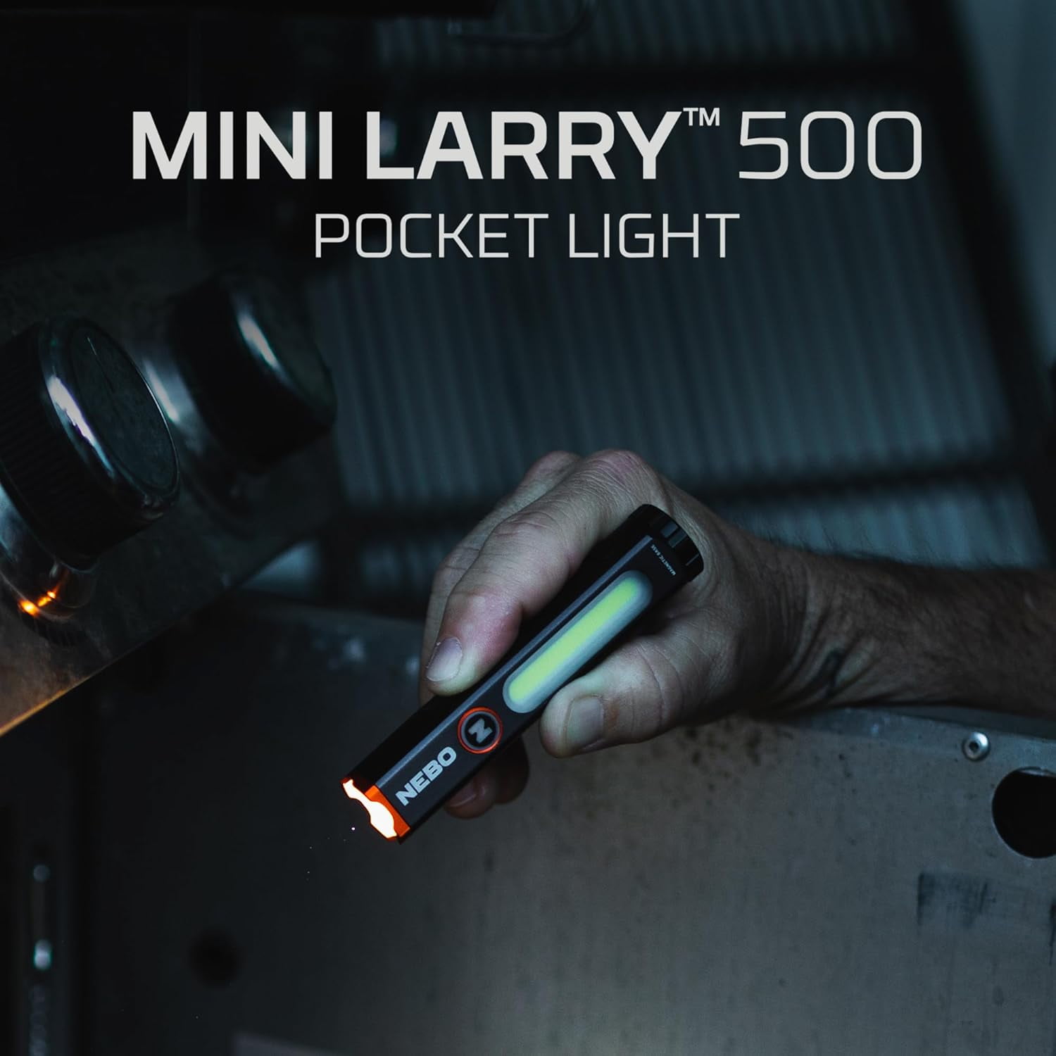 NEBO Mini Larry Compact 500 Lumen Rechargeable Waterproof Flashlight with COB Work Light, Clip, Magnetic Base
