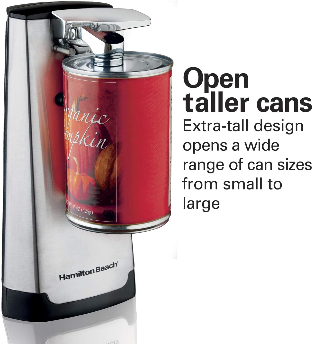 Hamilton Beach 76700 Tall Metal Can Opener, Brushed Stainless Steel, Each