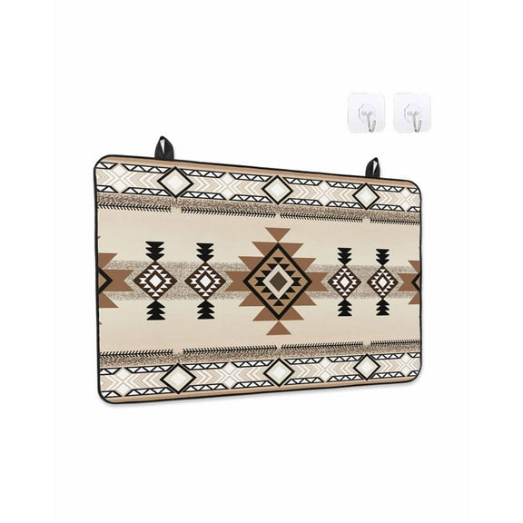 Stove Top Covers for Electric Stove 28.5x20.5 Inches, Brown Southwestern Heat Insulation Fireproof Glass Cooktop Protector, Boho Ethnic Geometric Farmhouse Countertop Stovetop Cover for Kitchen