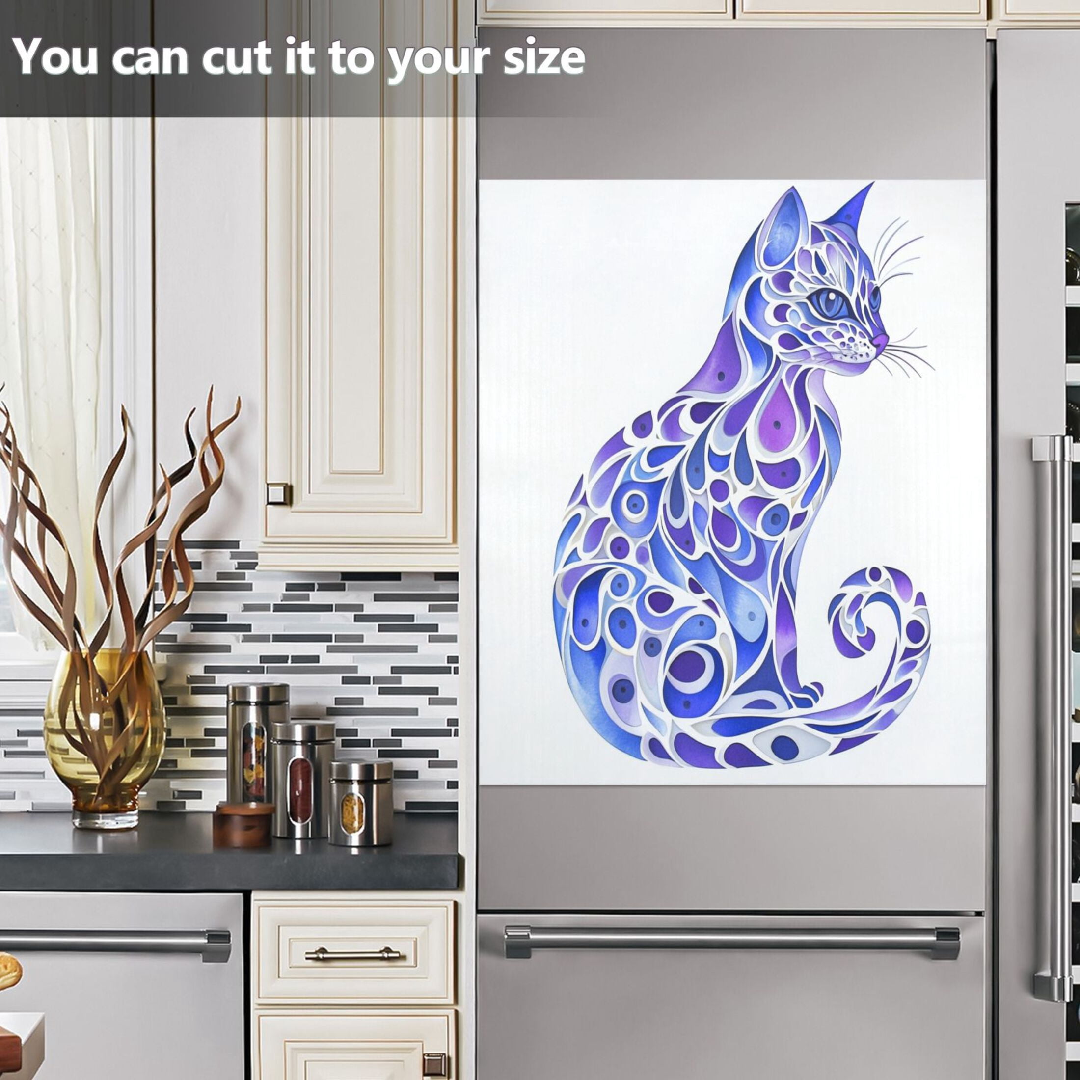 Dishwasher Magnetic Sticker 23x26 Inch Refrigerator Magnetic Sticker Washing Machine Magnetic Sticker Kitchen Panel Magnetic Sticker Home Decor Pretty Blue Cool Cat