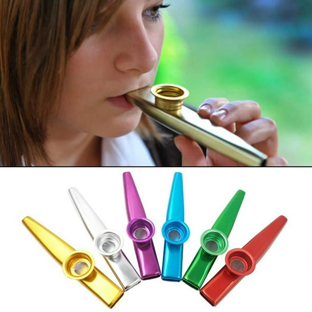 Adjustable Tone Kazoo, Portable Plastic Kazoo Musical Instrument with 5  Membranes for Guitar Ukulele Keyboard (Gold)