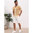 thumbnail image 5 of DARING DIVA Men's Wave Crochet Hollow Out Button Down Striped Shirts M Yellow, 5 of 7