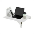 thumbnail image 2 of Furinno Claude 2-Tier White Coffee Table, Mid-Century Style Coffee Table with Wooden-Legs, Side Table with Open Shelf, for Living Room, Bedroom, Home Office, Light Marble, 2 of 6