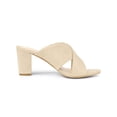 thumbnail image 3 of BLISSFUL STEP Sandales pour Femmes à Talons Blocs à Brides Croisées Mules Sandales à Enfiler Beige 7,5, 3 of 7