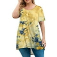 thumbnail image 2 of TQWQT Womens Plus Size Summer Tops Dressy Summer Short Sleeve Tops Floral Graphic T-Shirt Crew Neck T Shirts Large Casual Outfits for Women Yellow L, 2 of 5