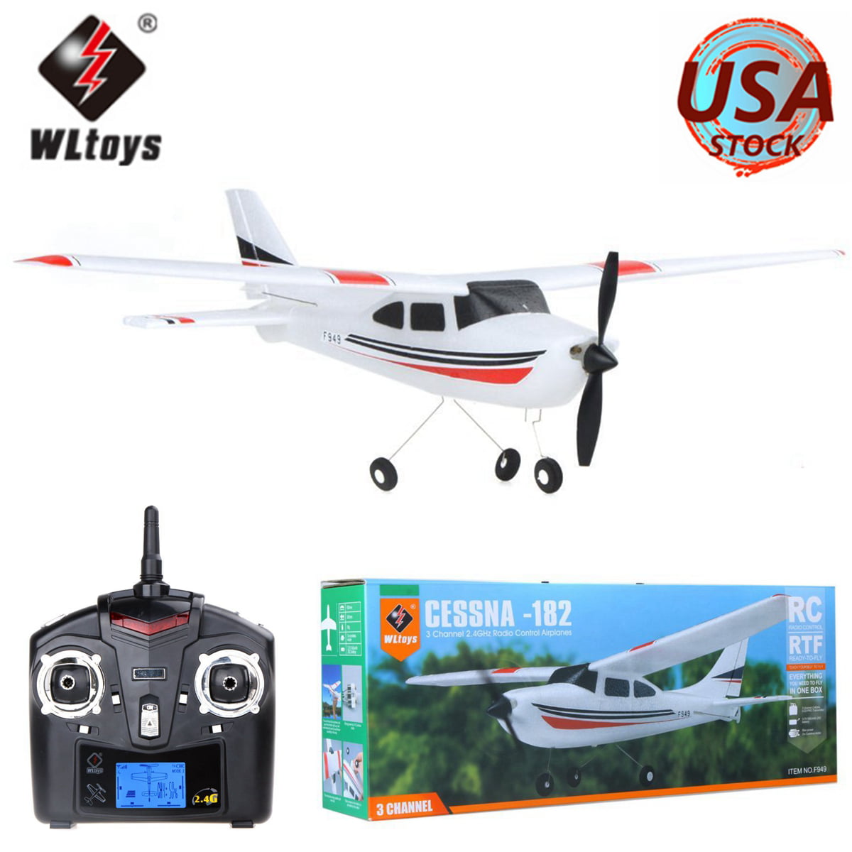 Details about  / RC Plane Glider Z53 2.4G Airplane With Gyro For Kids Beginner Ready To Fly US
