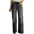 thumbnail image 2 of ClodeEU Women's High Waisted Straight Leg Jeans,Casual Baggy Denim Trousers Black,Womens Plus XL, 2 of 7