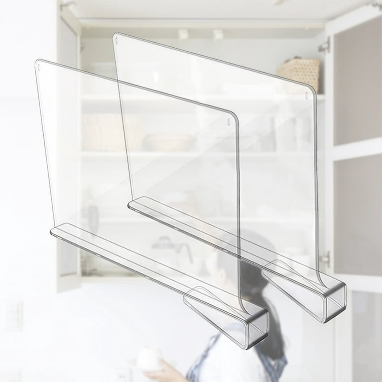 2pcs Acrylic Shelf Dividers Wardrobe Transparent Partitions