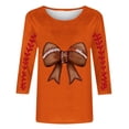 thumbnail image 4 of Ounisa T-Shirts à Manches 3/4 pour Femmes Col Rond Imprimé Football Coupe Ample Décontractée Printemps Été Jour de Match Usage Quotidien Mode Hauts P-5TG, 4 of 5