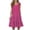 Hot Pink, variant on WIZUTIZ Tiered Dress Women Trendy Relaxed Fit Knee-Length Solid Pleated Dress Round Neck Sleeveless Vacation Dress for Womens Ruffle Hem Linen Outdoor Dress Black S