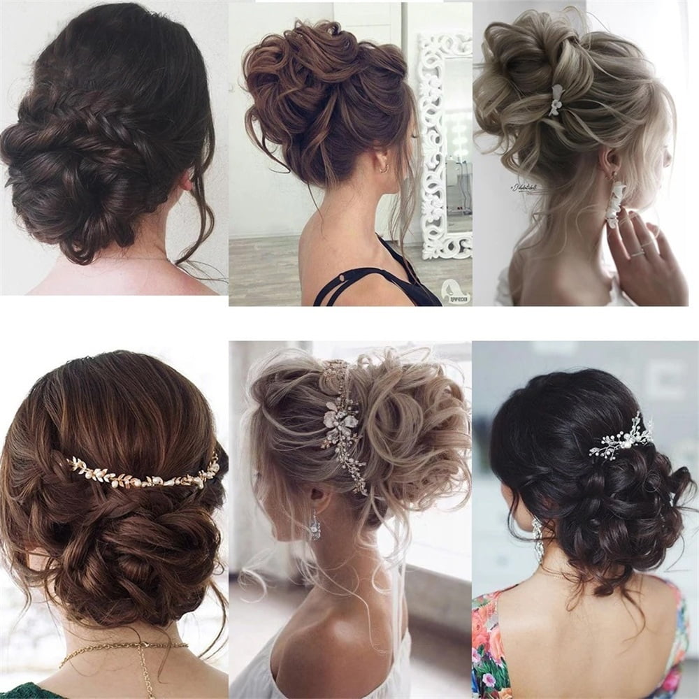Messy Dish Hair Bun Extension Short Wave Curly Easy Stretch Hair Combs Clip in Ponytail Extension