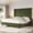 Green, variant on VanAcc Queen Bed Frame with 63" Tall Headboard, Horizontal Fine Corduroy Bed Frame with Upholstered Wingback, Vintage Solid Wood Gourd Legs, Cream