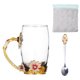 thumbnail image 3 of Yuarrent 350ml esmalte azul rosa flor taza de café de cristal 320ml Margarita leche té copas de vino whisky cóctel regalo chupito taza con cuchara Teteras Crisantemo Marrón 350ML Yuarrent HA005099-08B, 3 of 6