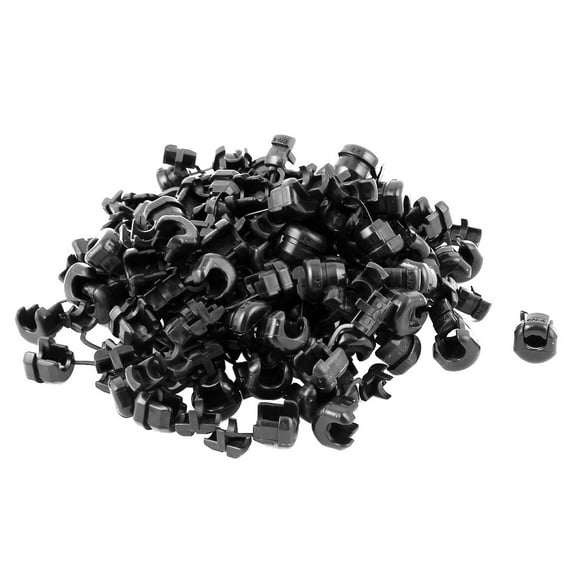 Unique Bargains 100 Pcs Round Cable Wire Strain Relief Bush Grommet 14.8mm Length Black