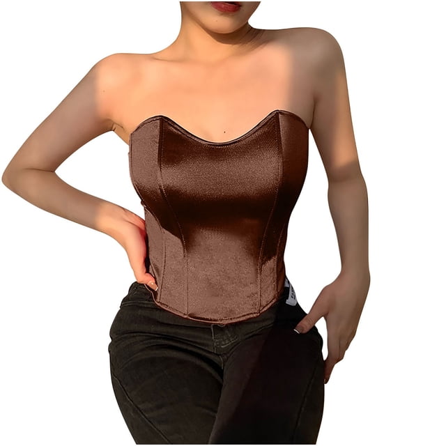 Birdeem Womens Fashion Solid Fishbone Girdling Slim Backless Tanks Top Short Breast Wrap
