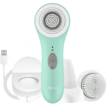 Spa Sciences NOVA Sonic Cleaning Brush, Antimicrobial Brush Bristles, Mint