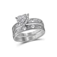 thumbnail image 2 of 14kt White Gold His Hers Round Diamond Heart Matching Wedding Set 1/4 Cttw, 2 of 3