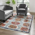 thumbnail image 4 of Modern Contemporary Urban Living Lounge Room Area Rug Runner Floor Carpet, Moroccan Distressed Vintage Style, Fabric, Antique Orange, 4 of 8