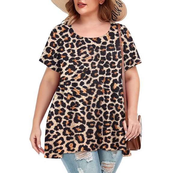 Vivianyo HD Women Top Clothes Plus Size Women Fashion Casual Printing Shirts Short Sleeve Loose Plus Size Tee Tops Round Neck Tunic Blouse Flash Picks Yellow