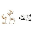 thumbnail image 1 of Escultura de ciervo, estatua de reno, adorno de mesa, figura de animal, reloj de pared de panda, colección de resina y vidrio, ideal para dormitorio,, 1 of 8