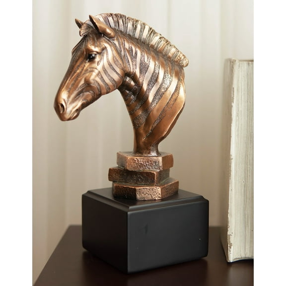 Ebros Madagascar Safari Zebra Horse Bust Statue In Bronze Electroplated Finish