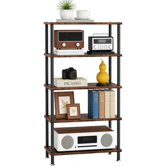 Estante Organizador – Repisas Modernas Abiertas, Fácil Montaje sin Herramientas, para Cocina, Sala, Dormitorio, Estudio o Garaje, Marrón