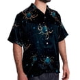 thumbnail image 2 of Cancer Constellation Men's Casual Printed Button Down Short Sleeve Spread Collar Beach Shirts for Summer, Unisex, 2 of 6