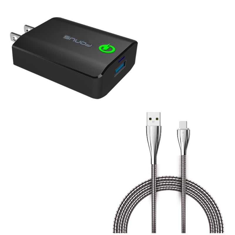 6ft Metal USB Cable w Fast 18W Home Charger V3A for Motorola One, Moto Z4 Z3 Play Z2 Play Z Play Droid Force Droid X4 G7 Power Play G6 - Nokia 3.1, 7.1, 8, Plus - OnePlus 5T, 6, 6T, 7 Pro 6ft Metal USB Cable w Fast 18W Home Charger V3A for Motorola One, Moto Z4 Z3 Play Z2 Play Z Play Droid Force Droid X4 G7 Power Play G6 - Nokia 3.1, 7.1, 8, Plus - OnePlus 5T, 6, 6T, 7 Pro