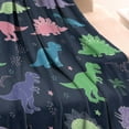 thumbnail image 3 of Neon Outline Dinosaurs Vibrant Blanket,Comfortable Soft Lamb Wool Throw Blanket,All Season,Warm Lightweight Blankets for Sofa Bed Couch Living Room Chair,30"x40", 3 of 4