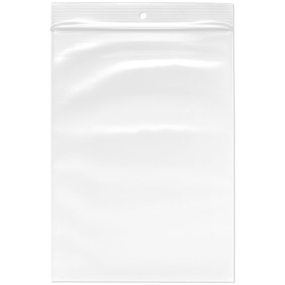 Plymor 6" x 8" (Pack of 100), 4 Mil with Hang-Hole Heavy Duty Zipper Reclosable Plastic Bags