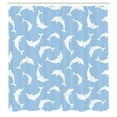 thumbnail image 3 of Ambesonne Ocean Shower Curtain, Pattern with Dolphins, 69"Wx84"L, Pale Blue White, 3 of 5