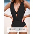 thumbnail image 5 of Traje de baño de una pieza CUPSHE, cuello pronunciado, espalda fruncida, talla XL, negro, 5 of 5