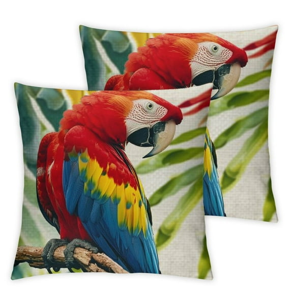 nygtbtfer Tropical Birds Throw Pillow Covers Outdoor Decorative Pillows Polyester Linen Cushion Cases for Couch Sofa Bed Home Decor Set of 2 White