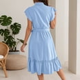 thumbnail image 6 of DHFJKG Wedding Guest Dresses For Women Summer Casual Shirt Dress Tie Waist Button Down Short Sleeve Solid Color Midi Sundress Comfortable Dresses, 6 of 8
