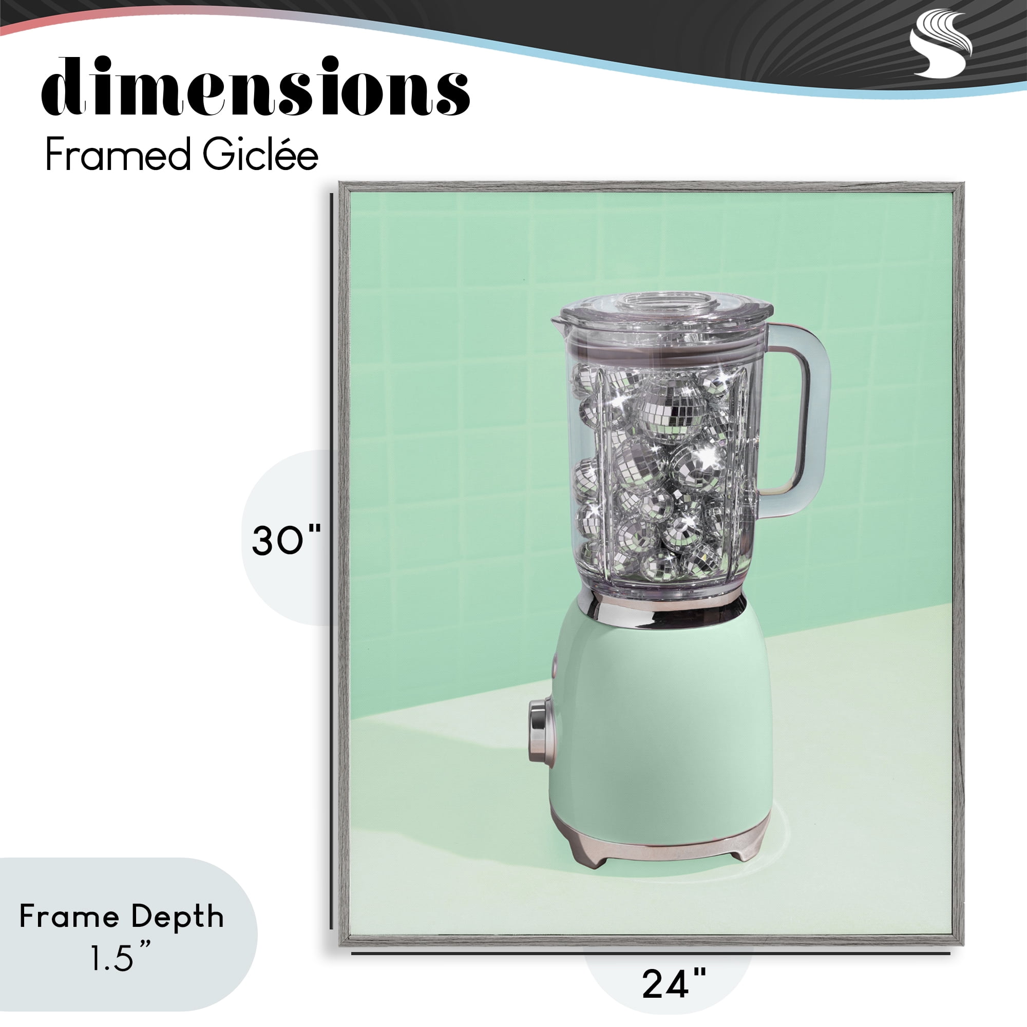 Stupell Industries Disco Drink Blender over Green Gray Framed Giclee Art, design by LISH Creative