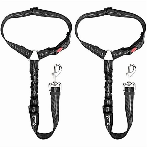 wonima02 Dog Seat Belt for Car, 2 Pack Dog Car Harness Seatbelt Adjustable with Elastic Bungee Buffer, 2 in 1 Pet Car Leash Headrest Restraint Dog Reflective Safety Tether (Black, Headrest)
