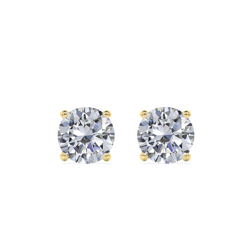1.5 Carat Round Moissanite - 4 Prong Solitaire Stud Earrings - 18K ...