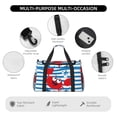 thumbnail image 4 of Fotbe Red Funny Crab on Blue Stripe Bolsa de Viaje con Estampado, Bolsa de Fin de Semana para Mujer con Compartimento para Zapatos, Bolsa de Gimnasio con Bolsillo Húmedo, 4 of 7