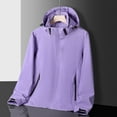 thumbnail image 2 of Feancey Rain Coat Women Lightweight Waterproof Hooded Rain Jackets Full Zip Outdoor Hiking Windbreaker Raincoats with Pockets Purple 4XL, 2 of 5