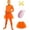 D001- Orange, variant on Orange Bodysuit with Yellow Mustache and Eyebrows for Women and Men Spandex Jumpsuit Halloween Party Cosplay Halloween Costume
