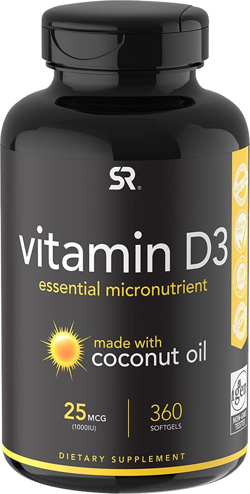 Sports Research Vitamin D3 1000iu / 25mcg, Coconut Oil Softgels, 360ct