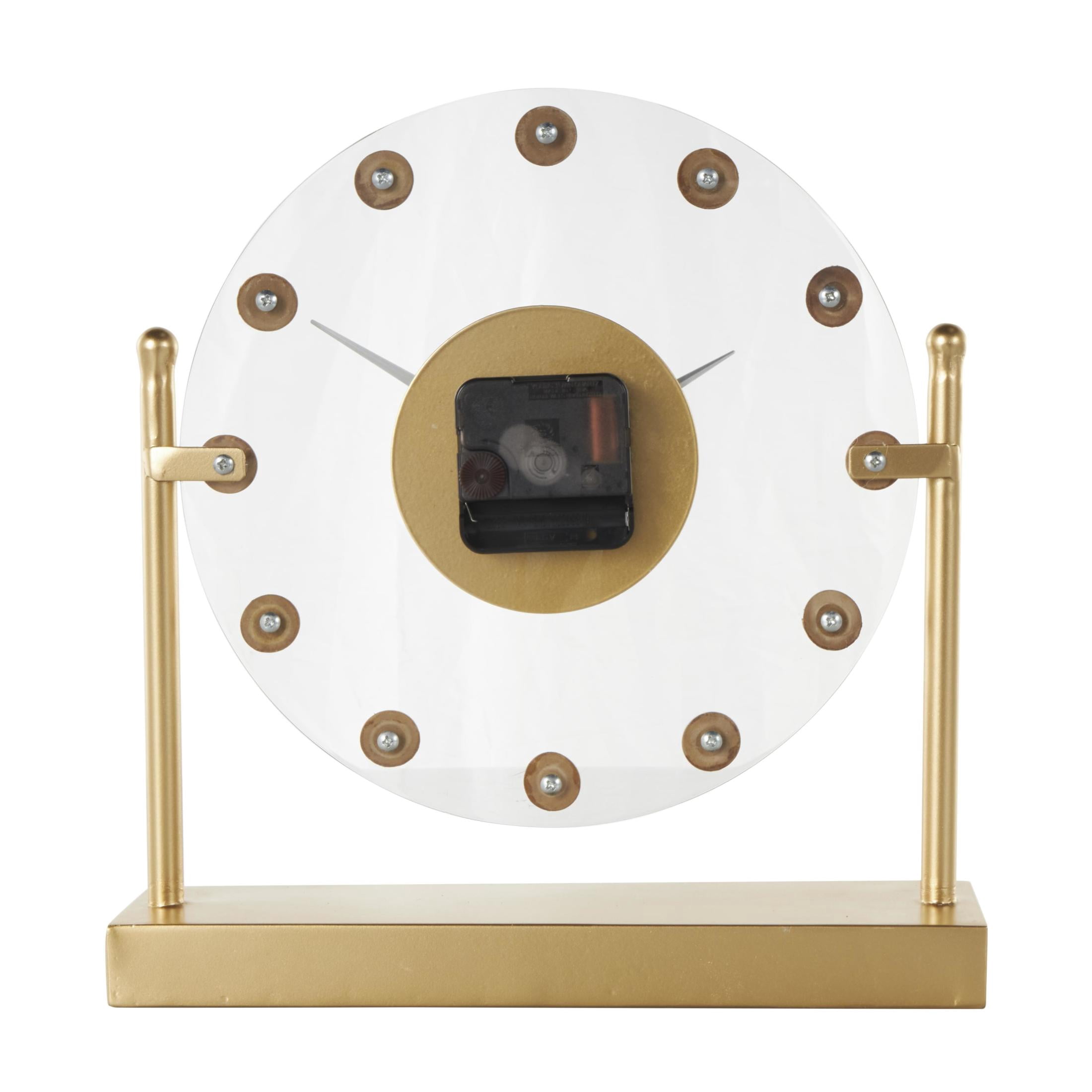 DecMode 12" Gold Metal Acrylic Face Clock with Wood Ball Accents