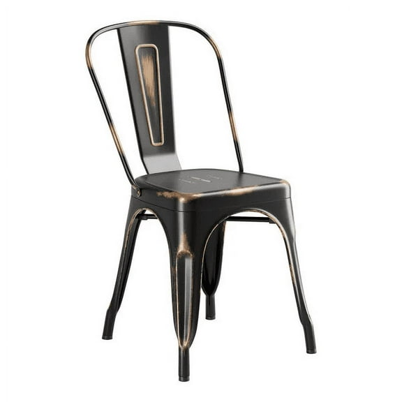 Cafe Style StackableDistressed Copper Metal Restaurant Dining Chair For Indoor or Outdoor Use